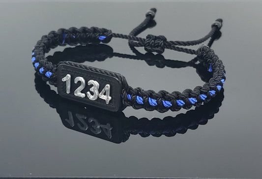Thin blue line badge number bracelet