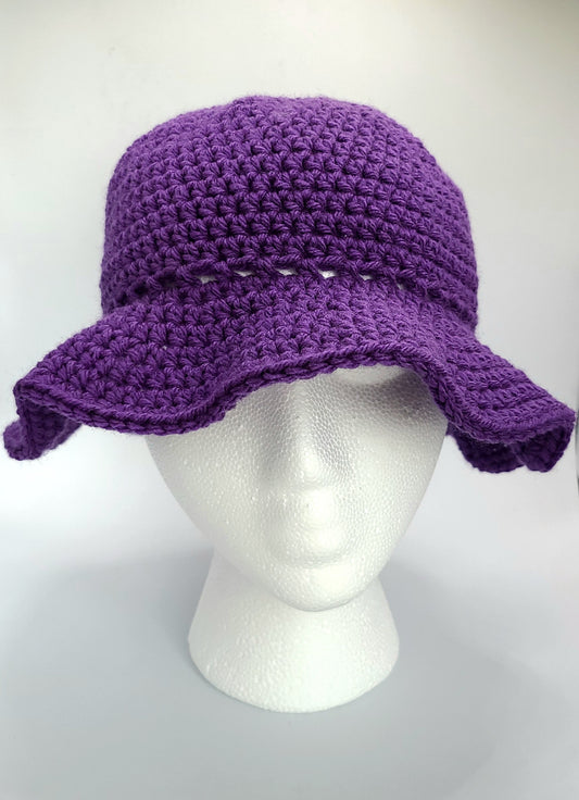 Womens purple crochet sun hat