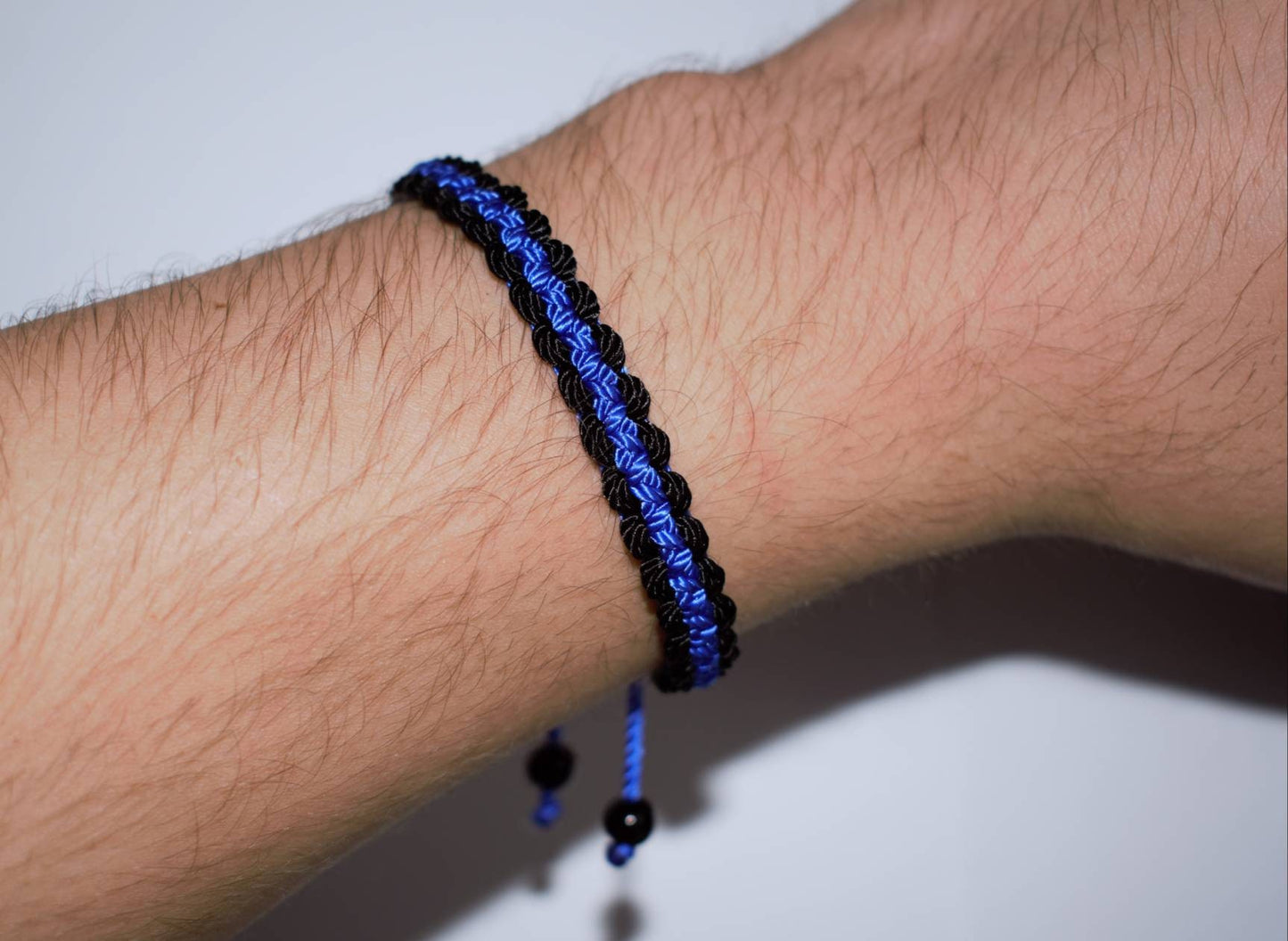 Thin blue line bracelet, Police bracelet, thin blue line support police wristband, adjustable for man and woman