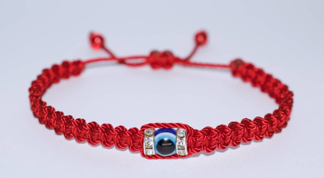Evil eye amulet, good luck bracelet, good luck red string wristband, evil eye protection, good luck charm, adjustable