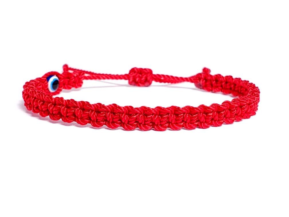 good luck red string bracelet, evil eye protection amulet, red string wristband, red evil eye bracelet, adjustable, for man & woman