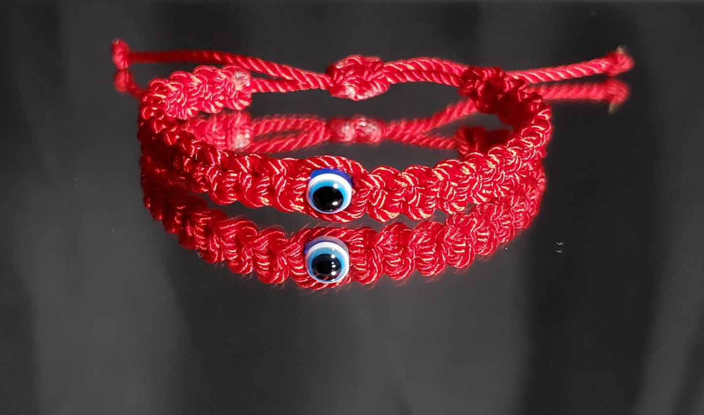 Kids size Evil eye amulet, good luck bracelet, good luck red string wristband for kids, evil eye protection, good luck charm adjustable, new