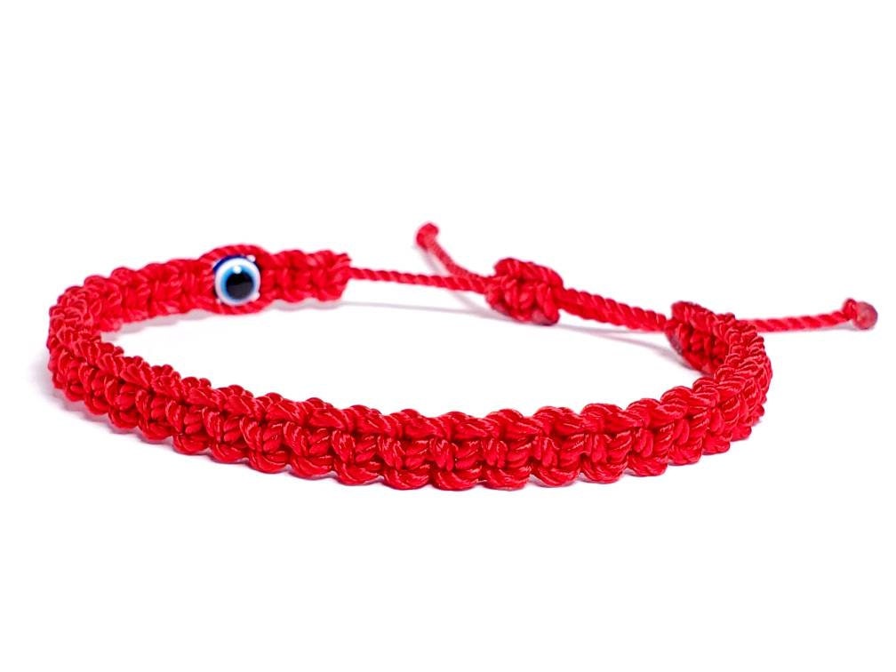 good luck red string bracelet, evil eye protection amulet, red string wristband, red evil eye bracelet, adjustable, for man & woman
