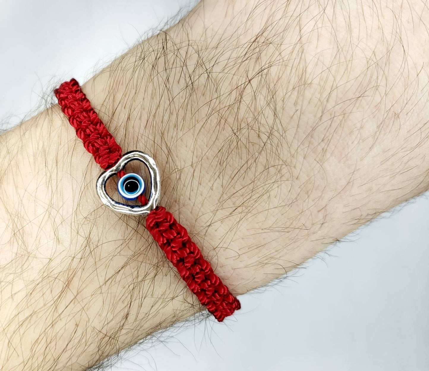 Red string evil eye bracelet, evil eye protection wristband, good luck bracelet, red string bracelet, adjustable