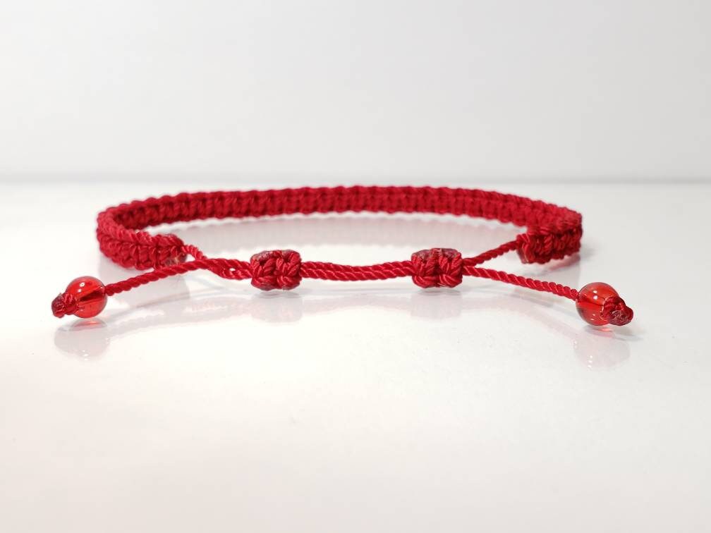 ANKLET -good luck red string Anklet, braided red string anklet, evil eye protection charm, new, adjustable