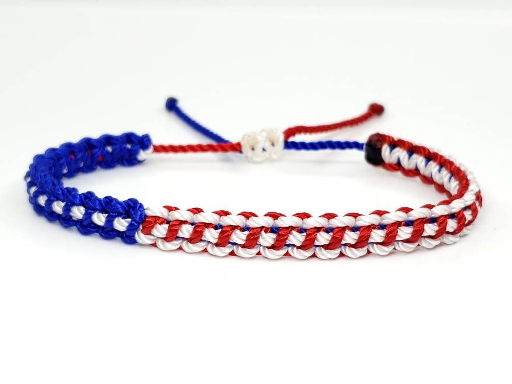 USA flag bracelet, braided flag bracelet, patriotic wristband, adjustable american flag bracelet, for man & woman