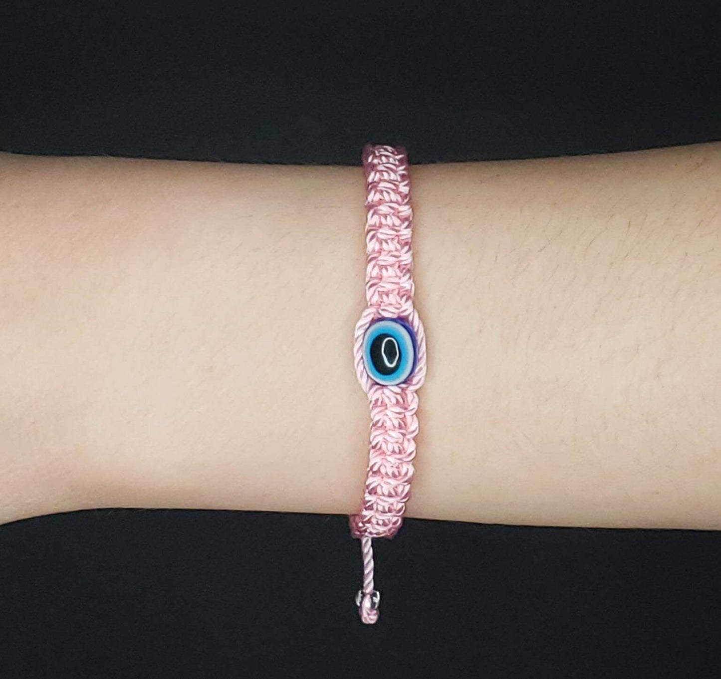 evil eye bracelet, evil eye protection wristband evil eye amulet pink string braided bracelet, new, adjustable beautiful baby pink string