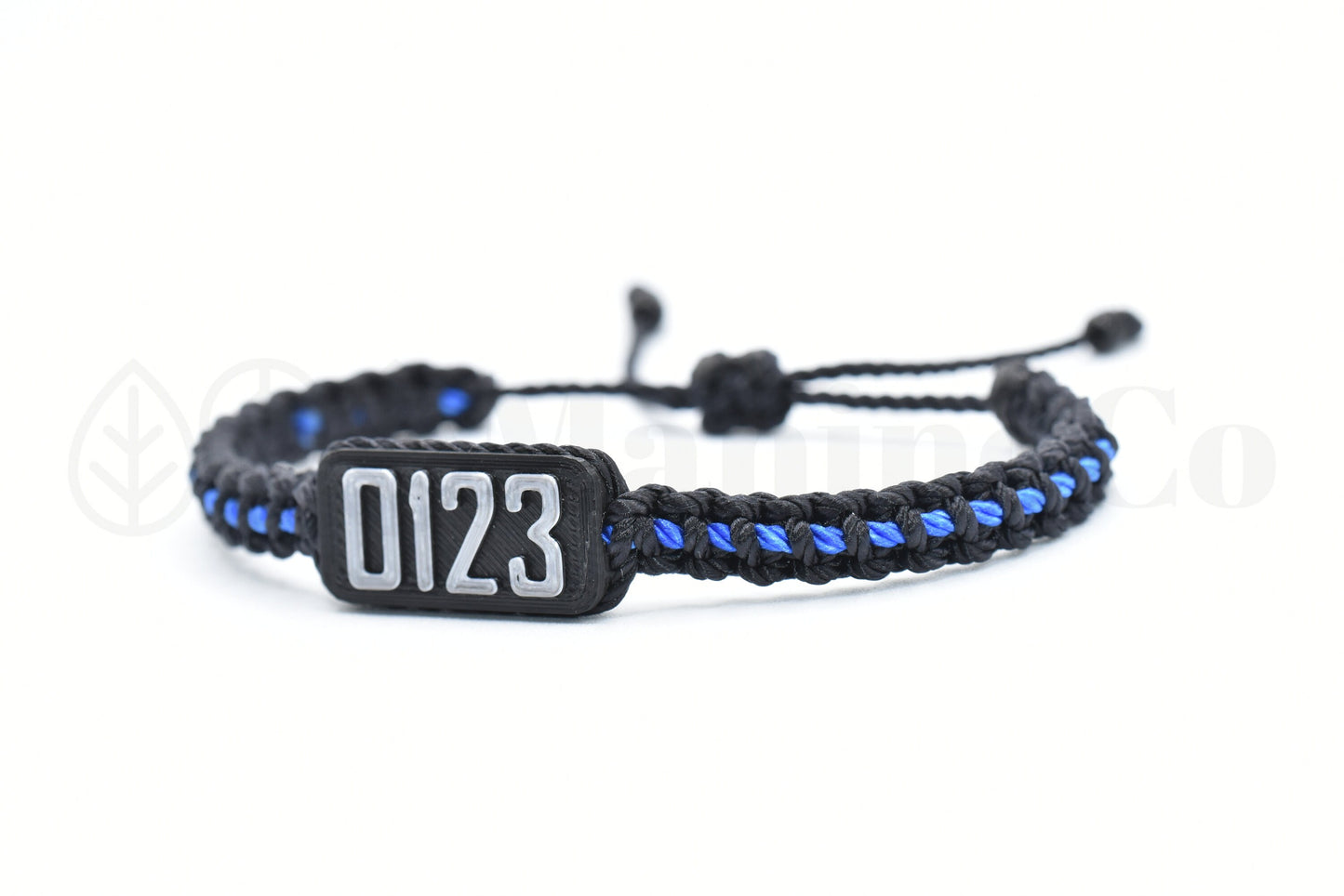 Police Thin blue line badge number bracelet, thin blue line bracelet -support Police wristband -braided bracelet for man & woman