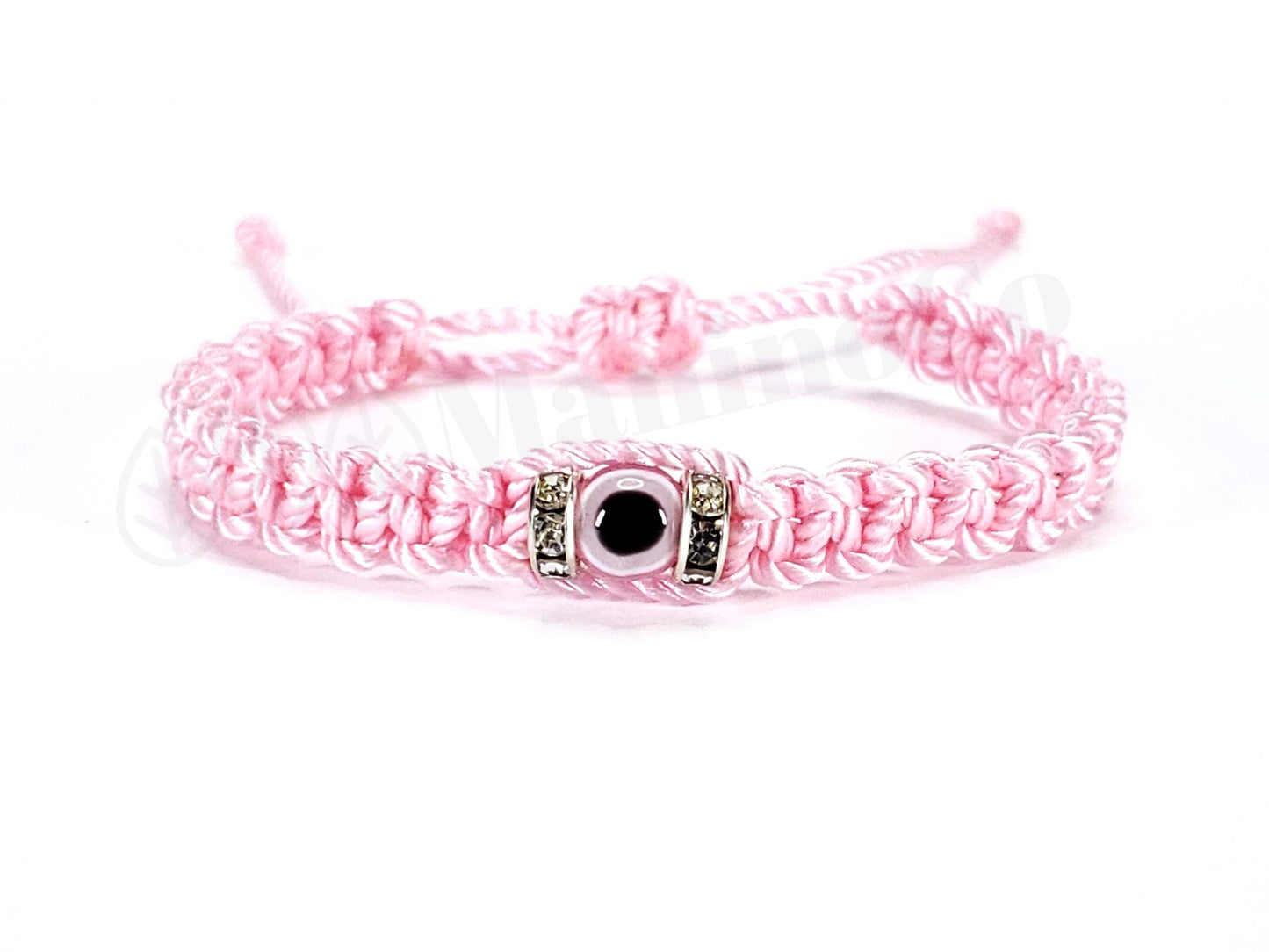 Kids size pink string evil eye bracelet, evil eye protection Evil eye amulet good luck charm braided bracelet for kids