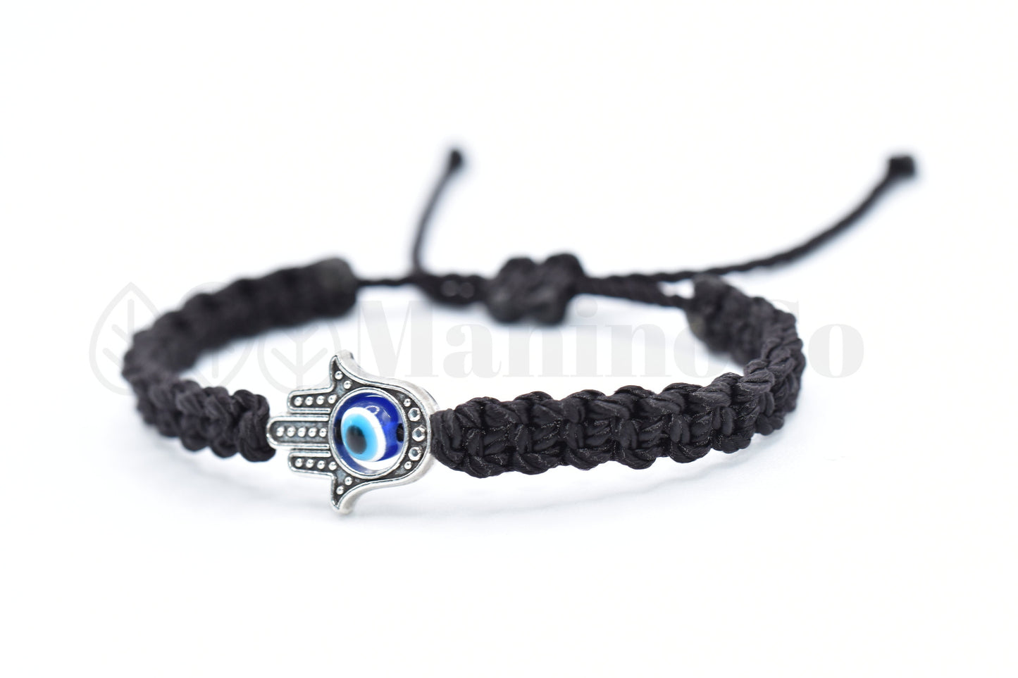 Kids size Hamsa hand black string bracelet, for happiness, luck, health, and good fortune, new. good luck and evil eye charm for children.