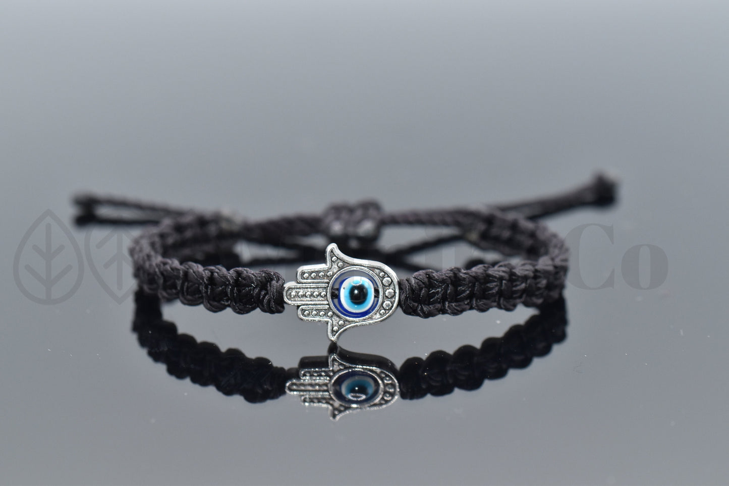 Kids size Hamsa hand black string bracelet, for happiness, luck, health, and good fortune, new. good luck and evil eye charm for children.