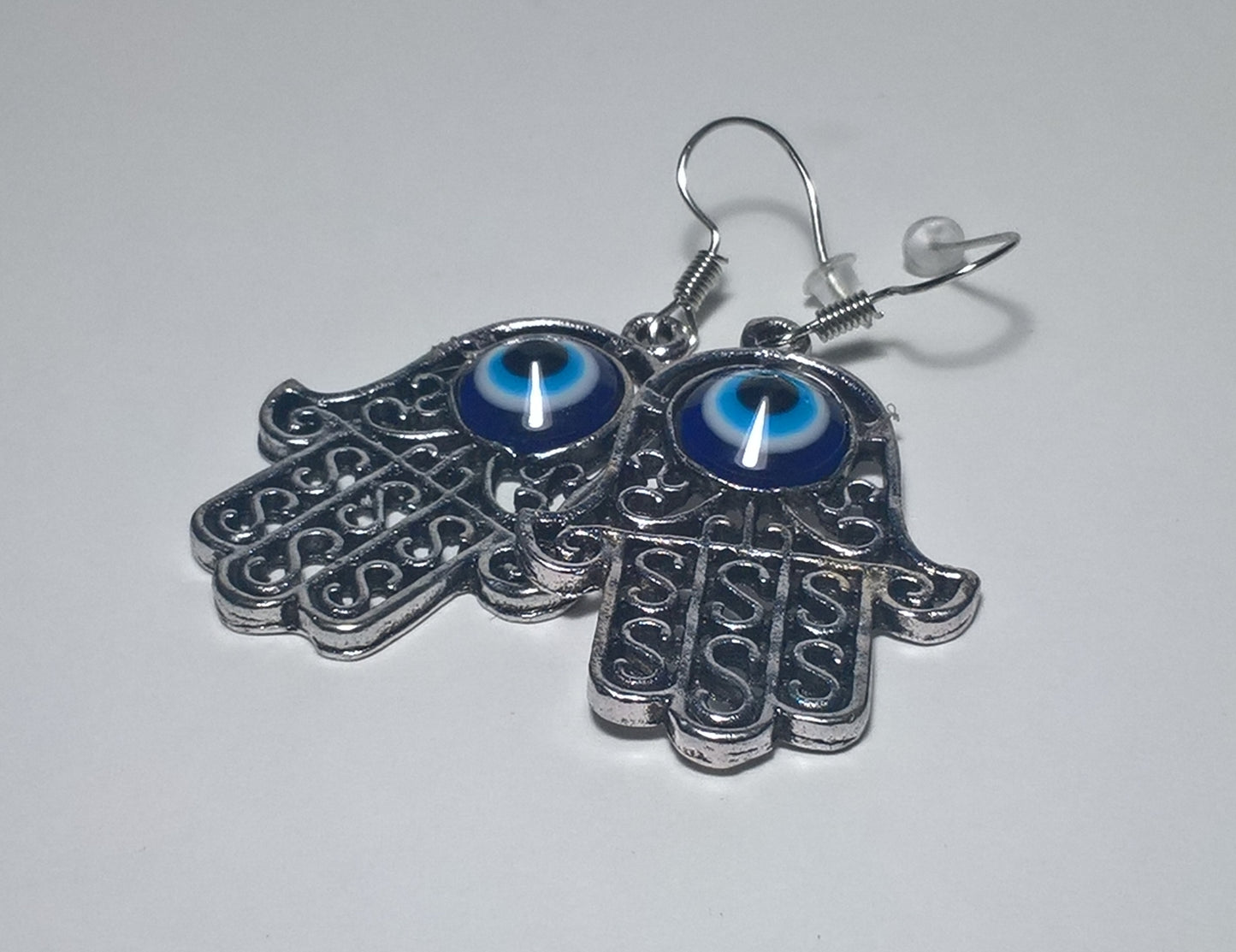 Hamsa hand evil eye earrings