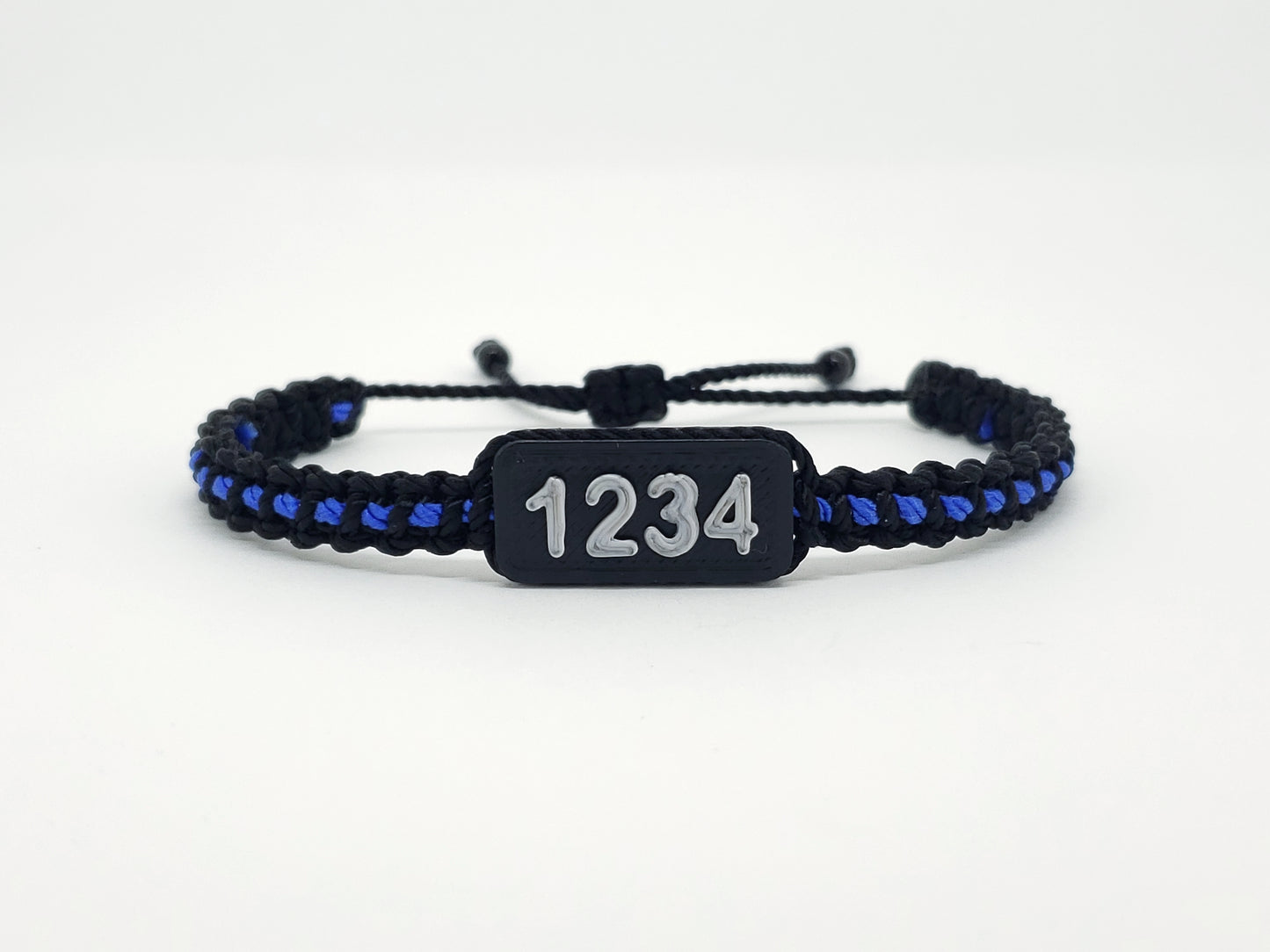 Thin blue line badge number bracelet