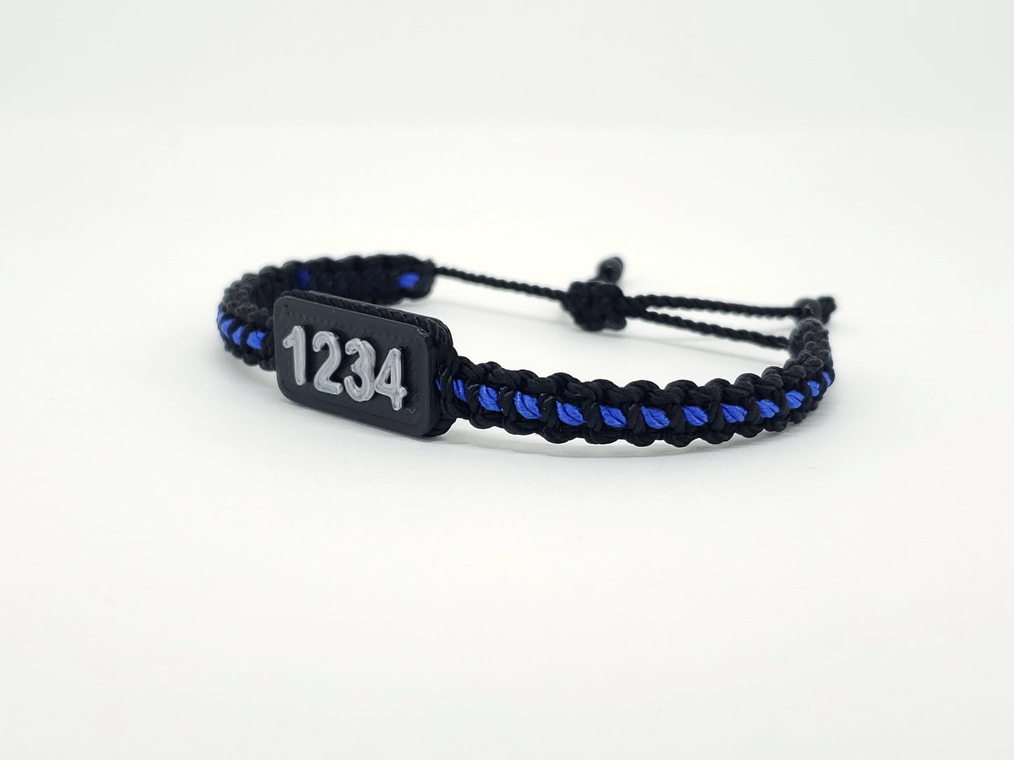 Thin blue line badge number bracelet