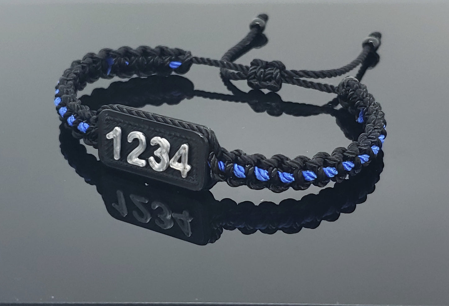 Thin blue line badge number bracelet