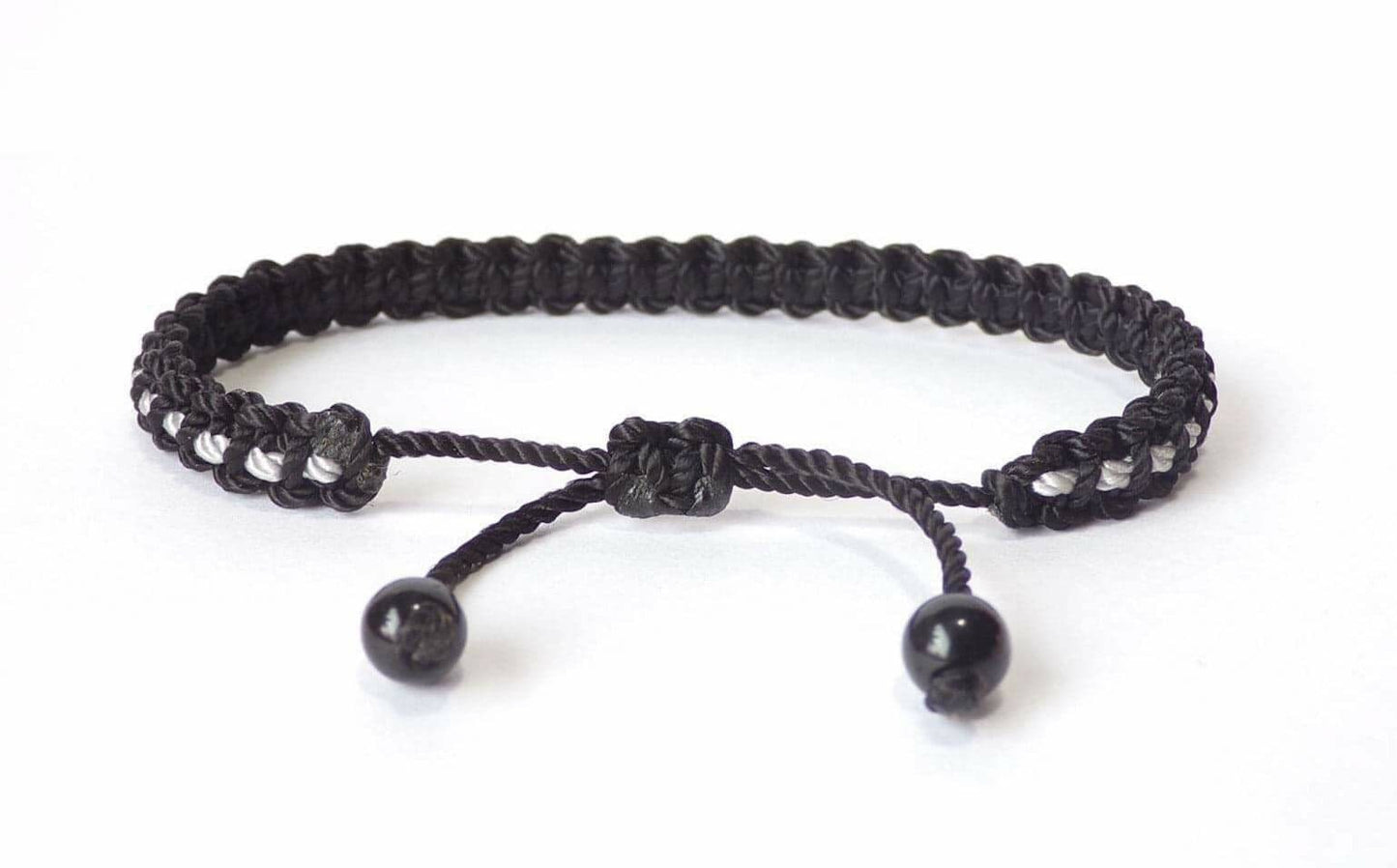 Thin Grey Line braided bracelet -Corrections Officer wristband -new -handmade -for man & woman