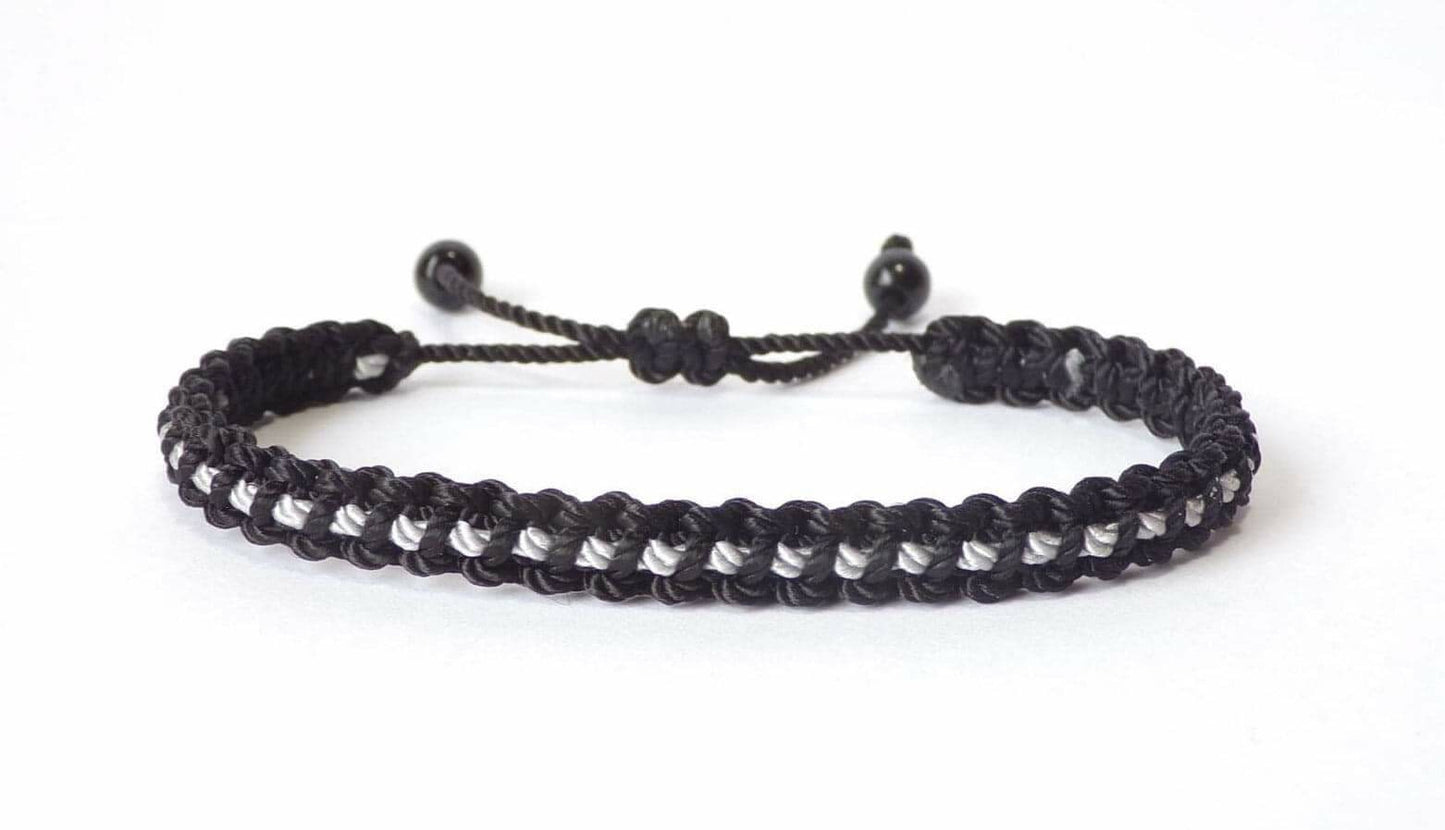 Thin Grey Line braided bracelet -Corrections Officer wristband -new -handmade -for man & woman