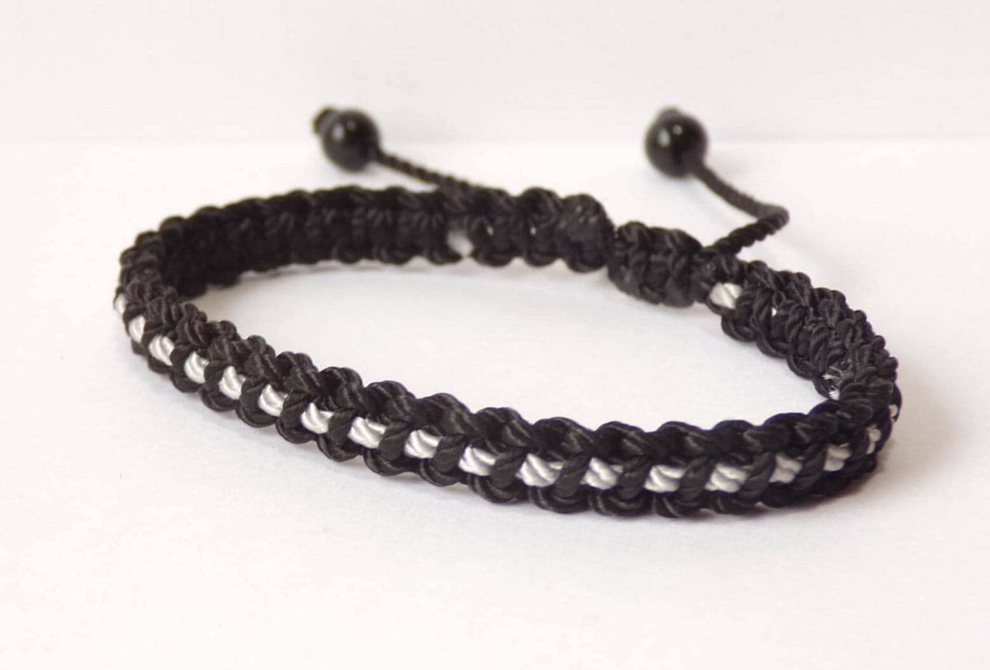 Thin Grey Line braided bracelet -Corrections Officer wristband -new -handmade -for man & woman