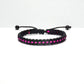 Black braided bracelet with a  pink Line, adjustable wristband -new -handmade -for man & woman