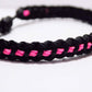 Black braided bracelet with a  pink Line, adjustable wristband -new -handmade -for man & woman