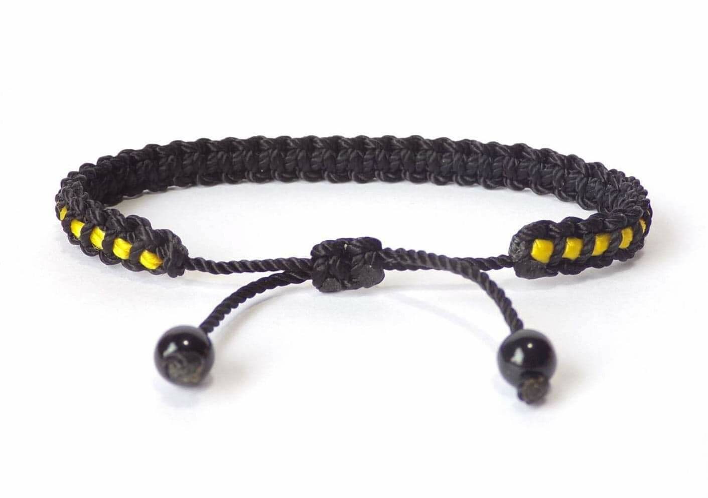 Thin yellow Line braided bracelet - Dispatchers wristband -new -handmade -for man & woman