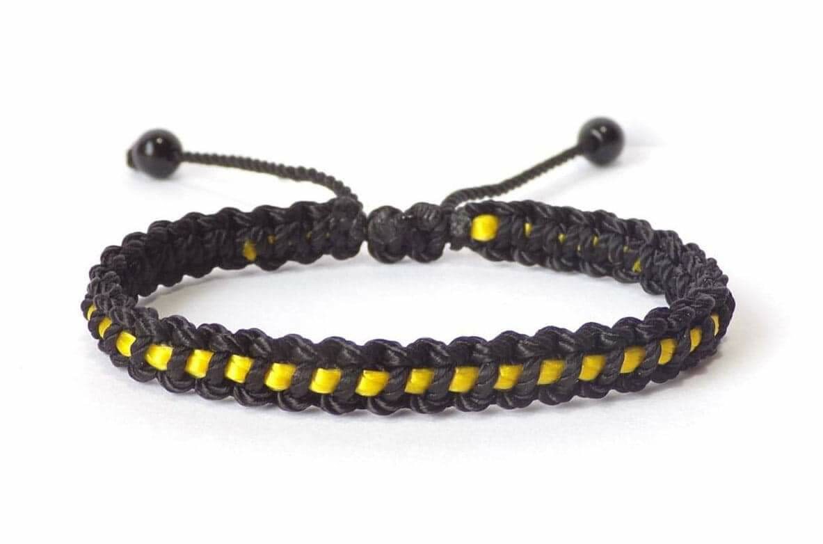 Thin yellow Line braided bracelet - Dispatchers wristband -new -handmade -for man & woman