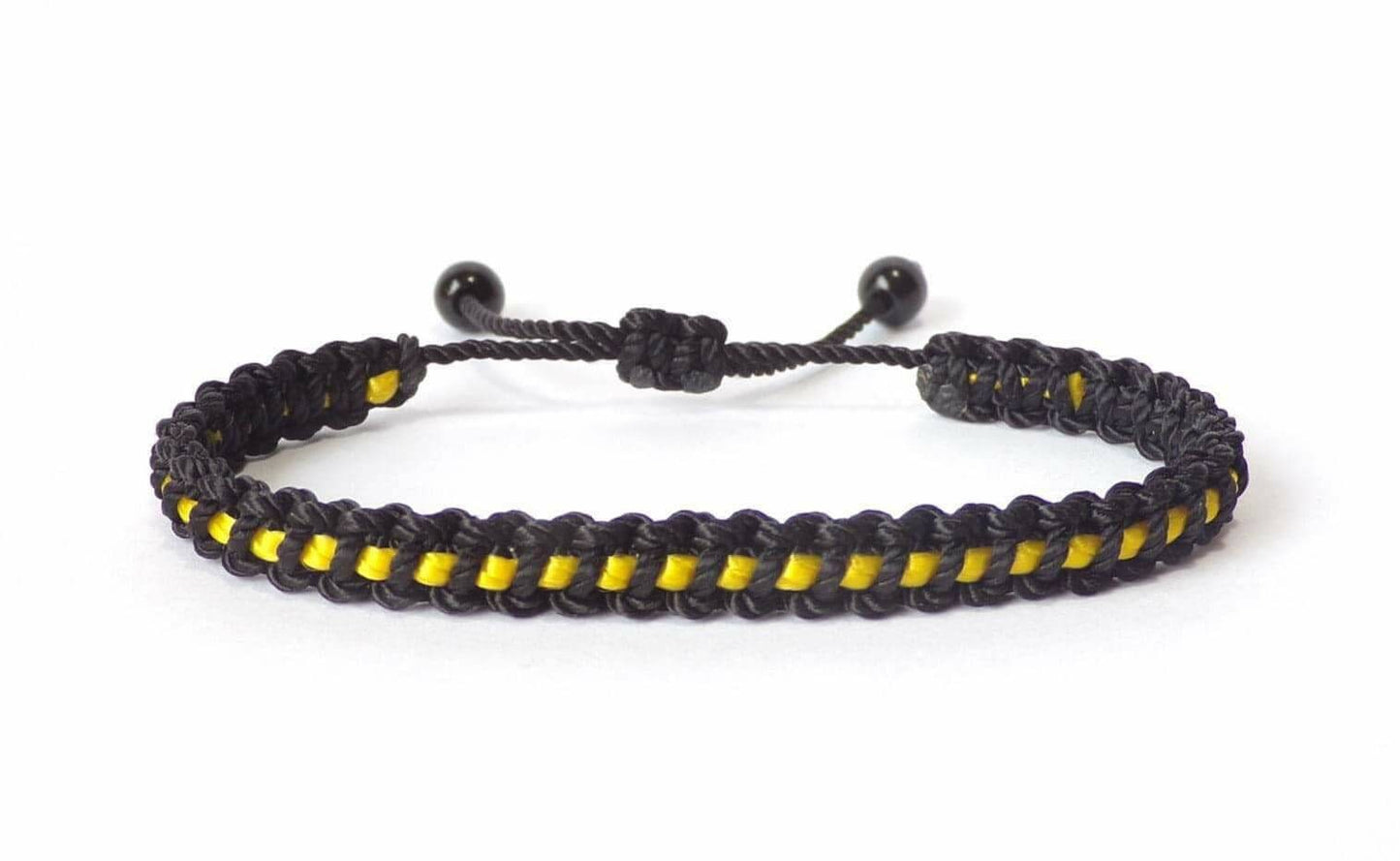 Thin yellow Line braided bracelet - Dispatchers wristband -new -handmade -for man & woman