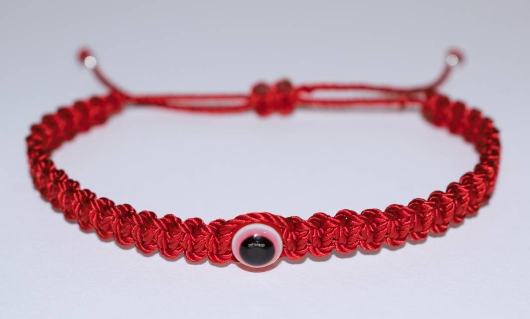 Mens evil eye red string bracelet, braided red string wristband, evil eye protection braided bracelet for man & woman