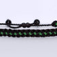 Black braided bracelet with a  green Line, adjustable wristband -new -handmade -for man & woman