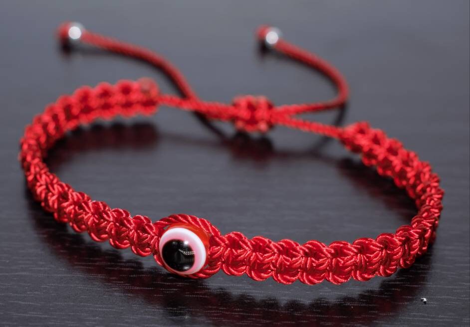 Mens evil eye red string bracelet, braided red string wristband, evil eye protection braided bracelet for man & woman