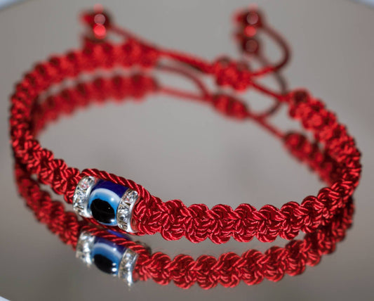 Evil eye amulet, good luck bracelet, good luck red string wristband, evil eye protection, good luck charm, adjustable