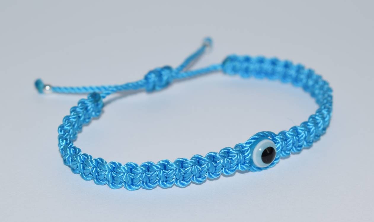 evil eye bracelet, blue string, evil eye wristband, braided evil eye protection bracelet, adjustable, for man and woman