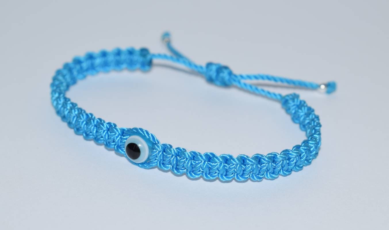 evil eye bracelet, blue string, evil eye wristband, braided evil eye protection bracelet, adjustable, for man and woman