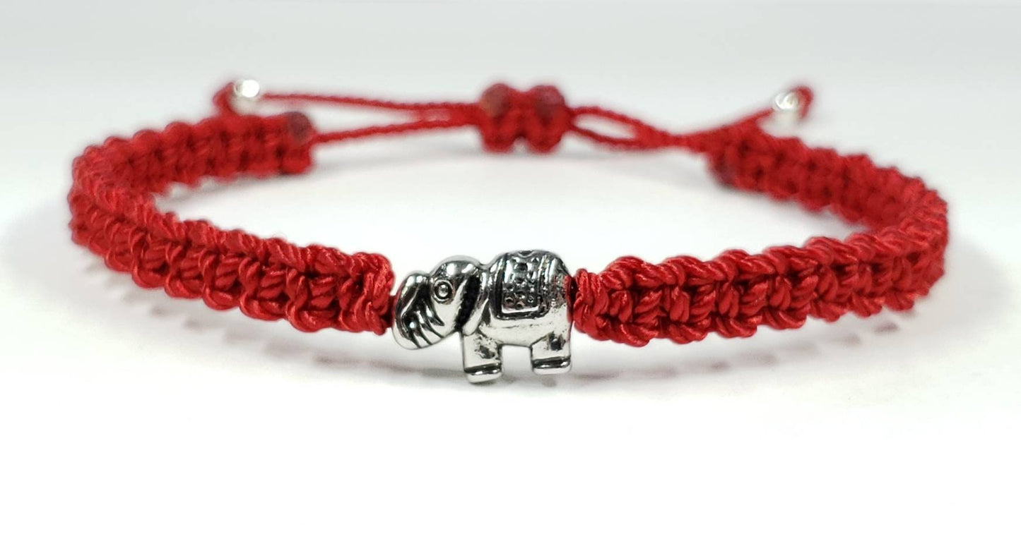 red string Elephant bracelet,  red string bracelet with an elephant charm for good luck, adjustable, for man and woman