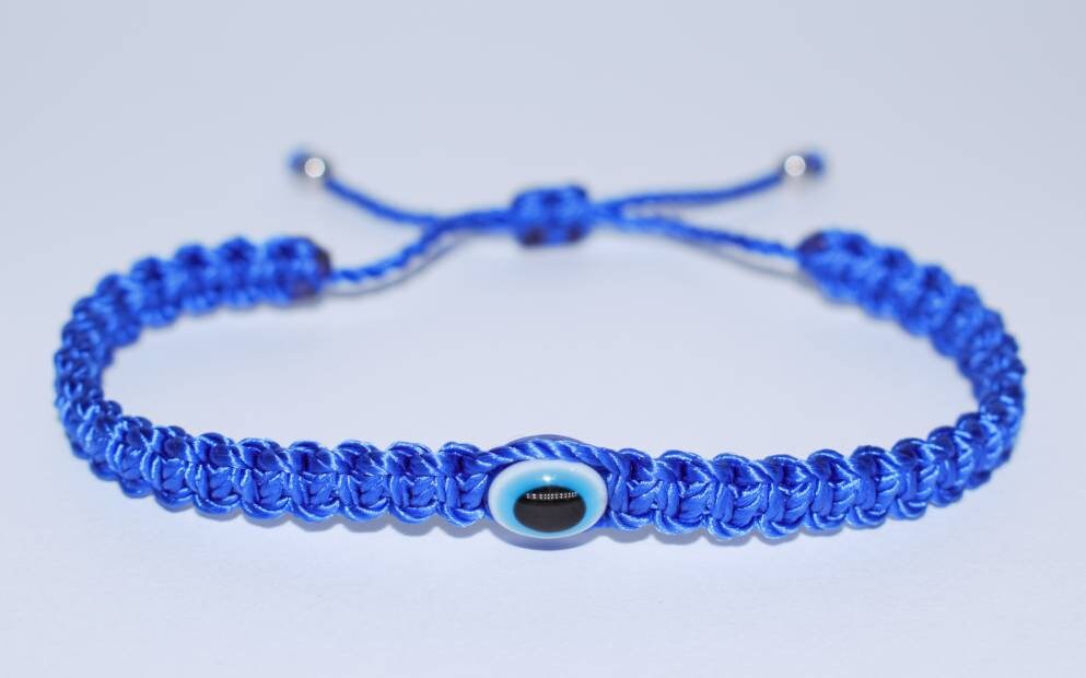 Evil eye amulet bracelet, good luck blue string wristband, evil eye protection, good luck charm, adjustable, new, for man and women