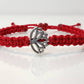 Lotus flower bracelet, red string braided bracelet, silver tone lotus flower charm, new, adjustable for man & woman