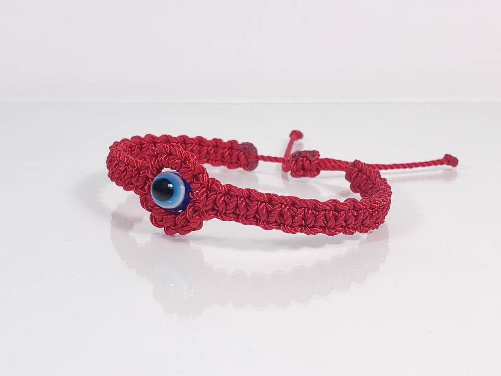 Beautiful Evil eye amulet bracelet, good luck bracelet, good luck red string wristband, evil eye protection, good luck charm, adjustable