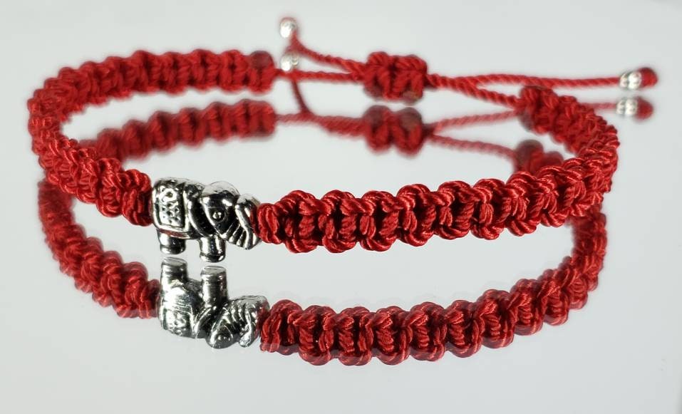 red string Elephant bracelet,  red string bracelet with an elephant charm for good luck, adjustable, for man and woman