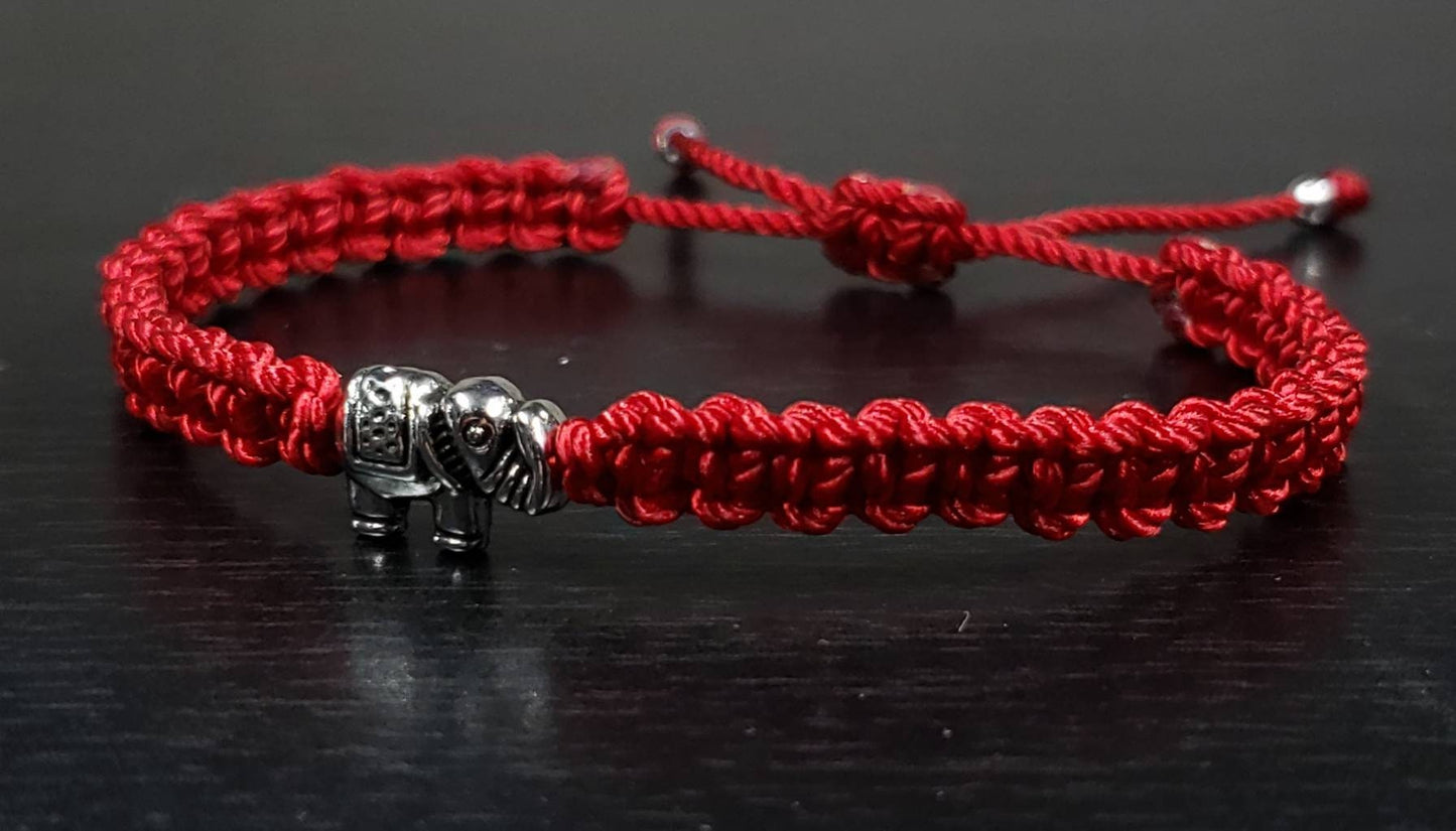 red string Elephant bracelet,  red string bracelet with an elephant charm for good luck, adjustable, for man and woman