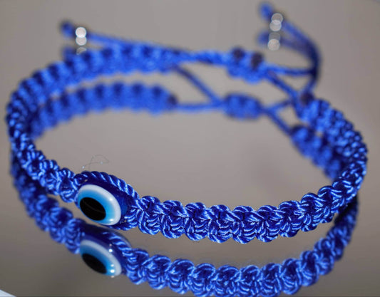 Evil eye amulet bracelet, good luck blue string wristband, evil eye protection, good luck charm, adjustable, new, for man and women