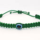 Evil eye amulet bracelet, good luck emeral green string wristband, evil eye protection, good luck charm, adjustable, new, for man and women