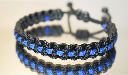 Police Thin blue line bracelet, Police bracelet, thin blue line support police wristband, adjustable for man and woman