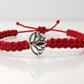 Lotus flower bracelet, red string braided bracelet, silver tone lotus flower charm, new, adjustable for man & woman