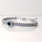 evil eye bracelet, evil eye protection amulet, silver braided bracelet, brand new, adjustable.