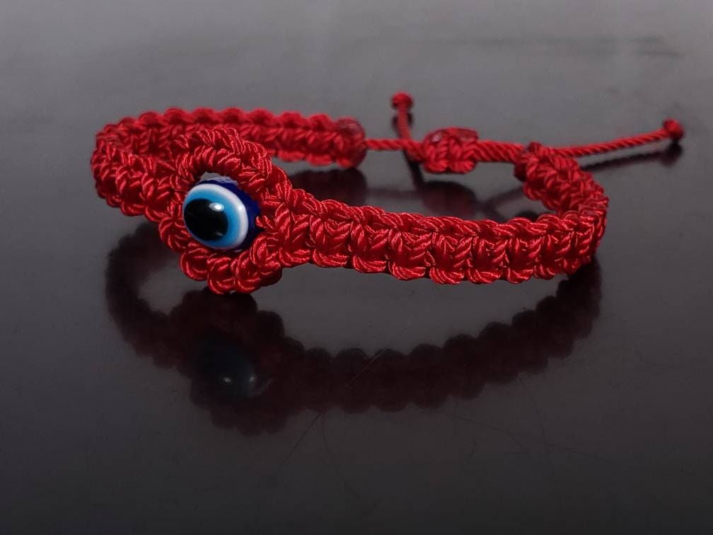 Beautiful Evil eye amulet bracelet, good luck bracelet, good luck red string wristband, evil eye protection, good luck charm, adjustable