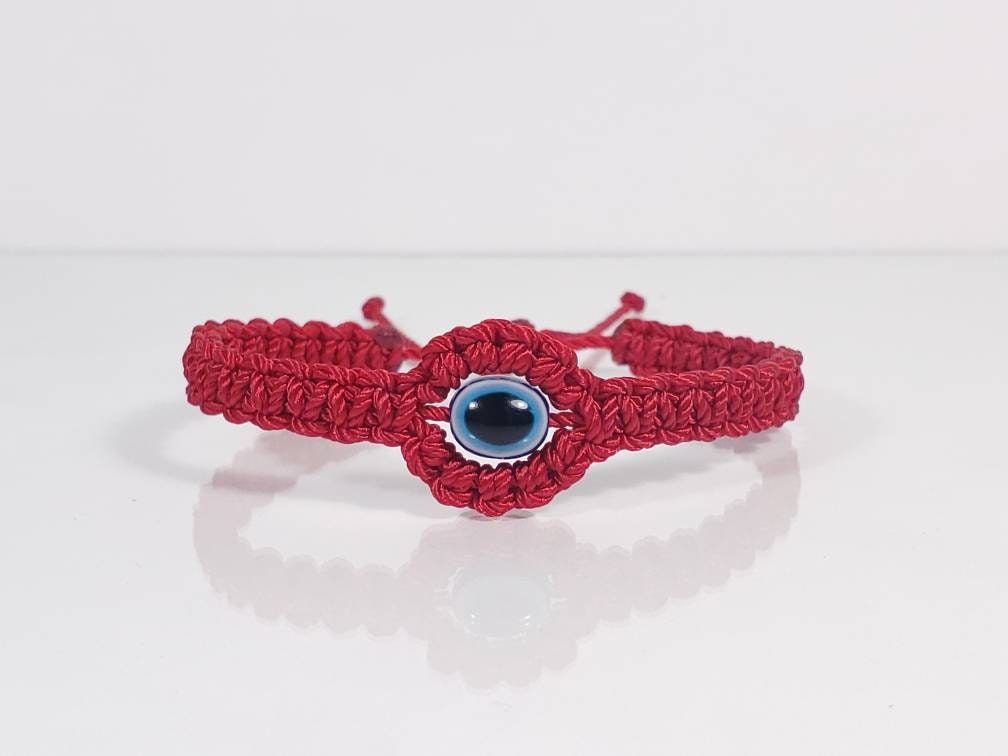 Beautiful Evil eye amulet bracelet, good luck bracelet, good luck red string wristband, evil eye protection, good luck charm, adjustable