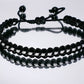 Black with a white line bracelet -support wristband -braided -new -adjustable for man and woman