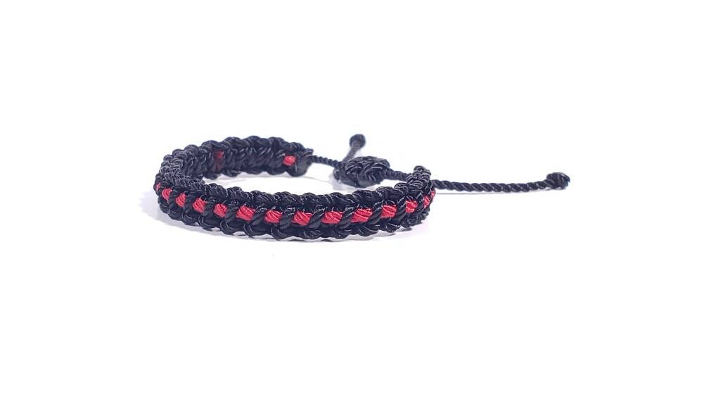 Kids size Thin Red Line beacelet, Support Firefighters bracelet, thin red line wristand, adjustable, for kids