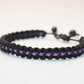 Thin purple line bracelet -Black braided bracelet with a purple Line, adjustable wristband -new- domestic violence awareness bracelet