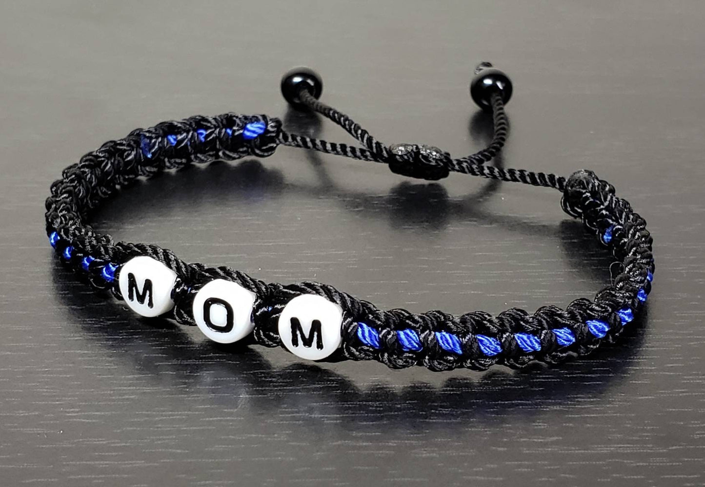 mom bracelet with a thin blue line, support police bracelet